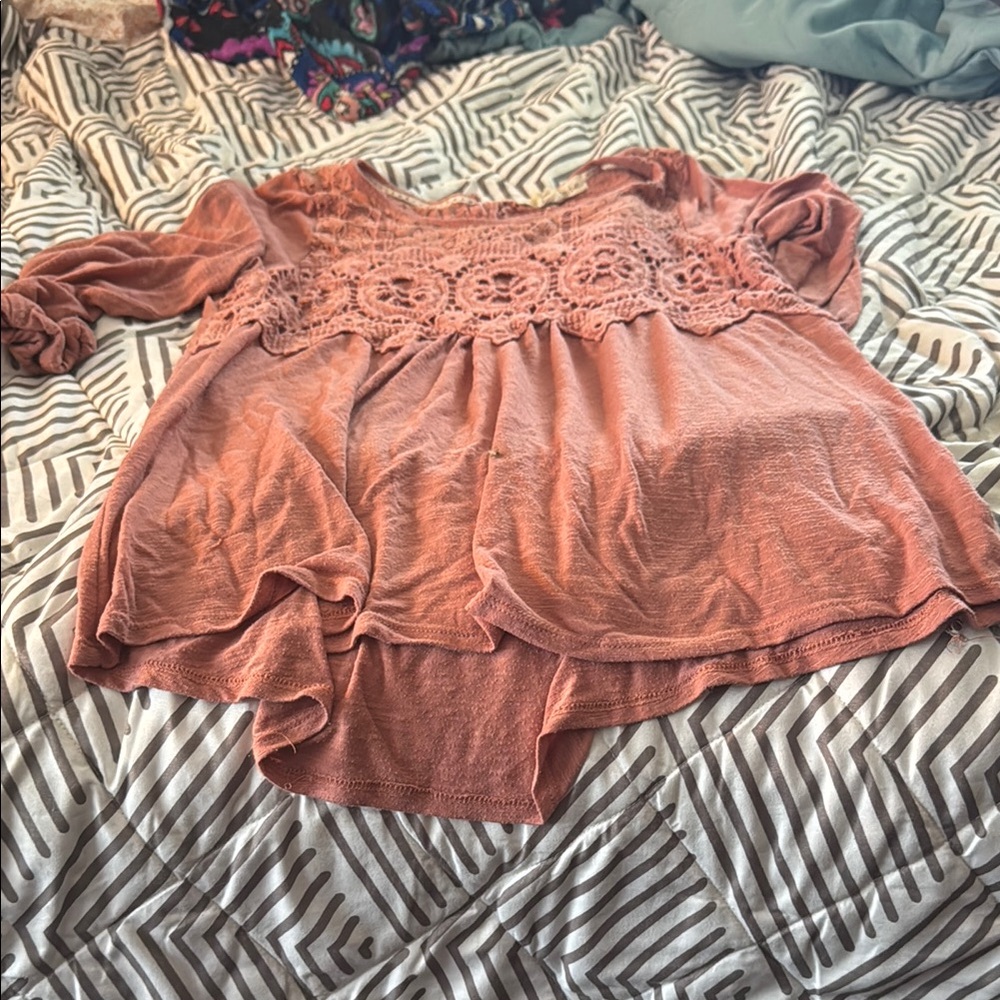 Women's Crochet Lace Top - Peach